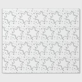 Sterrenelegantie: Witte en Grijze Kerstster Cadeaupapier (Vlak)