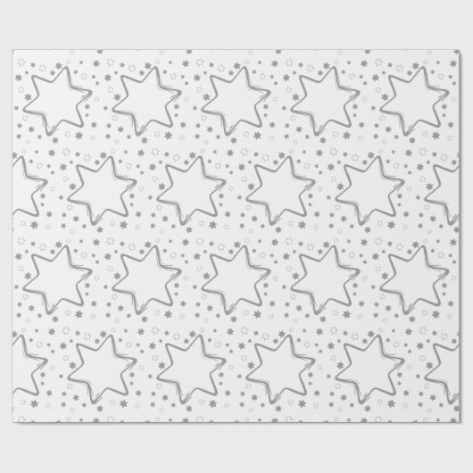 Sterrenelegantie: Witte en Grijze Kerstster Cadeaupapier (Vlak)