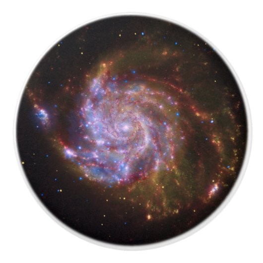 Sterrengeboorte in het Pinwheel: M101 Galaxy Keramische Knop (Voorkant)