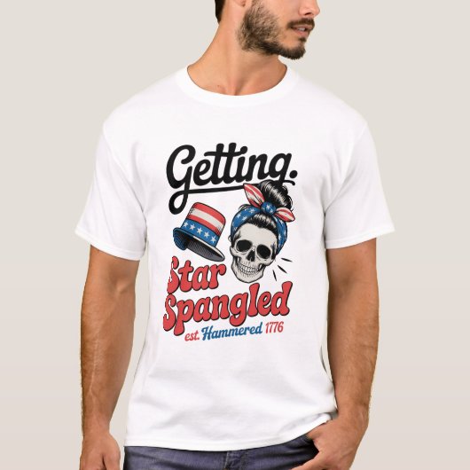 Sterrengespeld gehamerd schedel t-shirt (Voorkant)