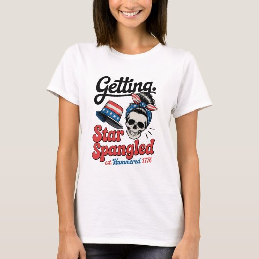 Sterrengespeld gehamerd schedel t-shirt (Voorkant)