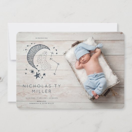 Sterrengestel Geboorteaankondiging Geschreven in d Kaart (Voorkant)