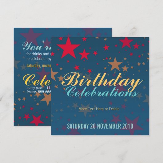 Sterrengeviering van de Birthday Kaart (Voorkant / Achterkant)