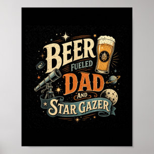 Sterrengids bier vader vaderdag retro 70s poster