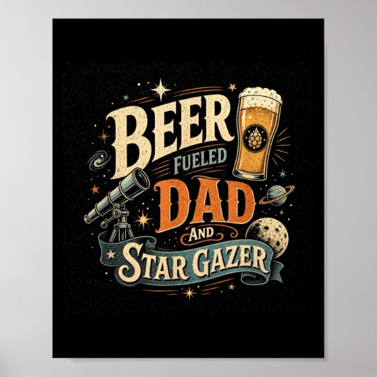 Sterrengids bier vader vaderdag retro 70s poster (Voorkant)