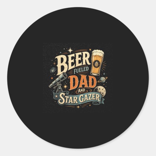 Sterrengids bier vader vaderdag retro 70s ronde sticker (Voorkant)