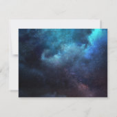 Sterrenglanzende Blauwe Nevel Donkere Save the Dat Date (Achterkant)