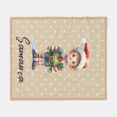 Sterrengnome blauw beige naam fleece deken (Voorkant (Horizontaal))