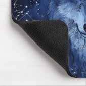 Sterrenhemel Blauwe Wolf Kosmisch Muismat (Hoek)