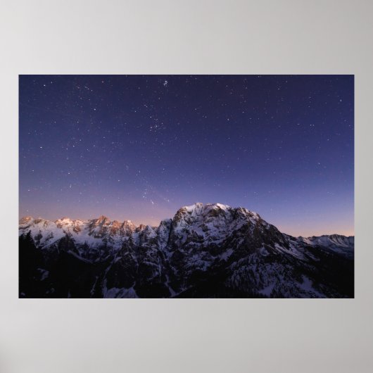 Sterrenhemel boven bergen poster (Voorkant)