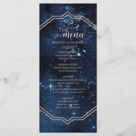 Sterrenhemel Celestiale Melkweg Waterverf Bruiloft Menu (Voorkant)