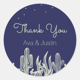 Sterrenhemel en Cactus Modern Bedankt Ronde Sticker