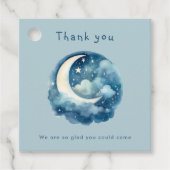 Sterrenhemel en maan baby shower bedankjes labels (Voorkant)