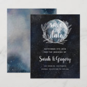 Sterrenhemel en Maanlicht Monogram Save the Date (Voorkant / Achterkant)