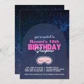 Sterrenhemel en Roze Verjaardag Sleepover Uitnodig Kaart (Voorkant / Achterkant)