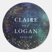 Sterrenhemel Galaxy Bruiloft Ronde Sticker (Voorkant)