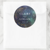 Sterrenhemel Galaxy Bruiloft Ronde Sticker (Tas)