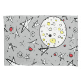 "Sterrenhemel" Grijs w / Moon dubbelzijdige Kussen Kussensloop (Voorkant-Links)
