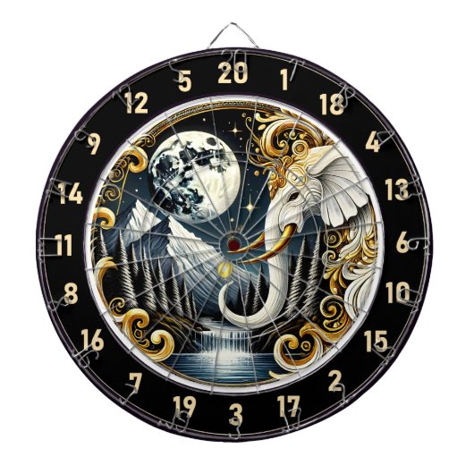 Sterrenhemel Lijsten sierlijke witte olifant Dartbord (Voorkant)