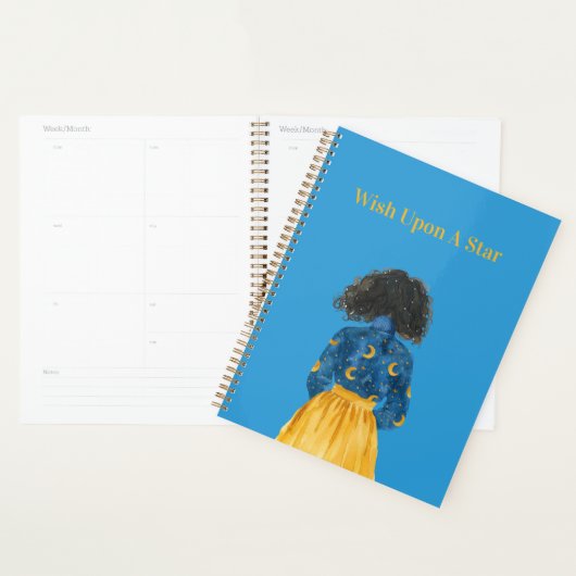 Sterrenhemel Maan Meisje Zwart Haar Planner (Display)
