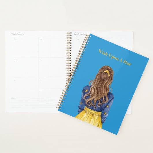 Sterrenhemel Manen Meisje Bruin Haar Planner (Display)