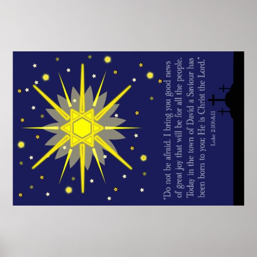 sterrenhemel met luke 2:10-11 poster (Voorkant)