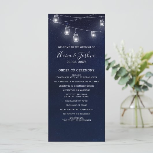 sterrenhemel metselaar potjes bruiloft programma's (Staand voorkant)