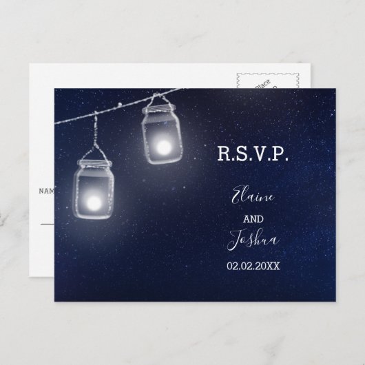 Sterrenhemel metselaar potten bruiloft rsvp uitnodiging briefkaart (Voorkant / Achterkant)