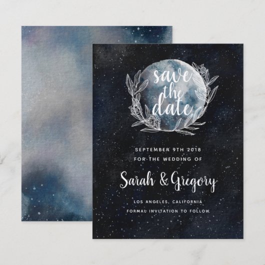 Sterrenhemel Monogram Save the Date (Voorkant / Achterkant)