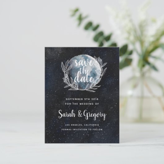 Sterrenhemel Monogram Save the Date (Staand voorkant)