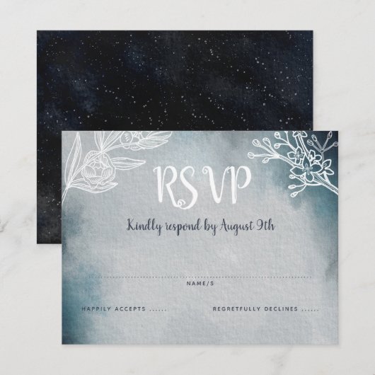 Sterrenhemel Monogram Trouw RSVP Kaartje (Voorkant / Achterkant)