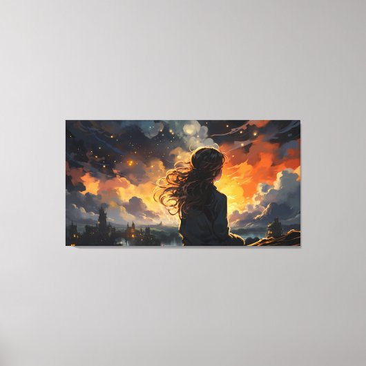 Sterrenhemel op vuur canvas afdruk (Voorkant)