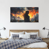 Sterrenhemel op vuur canvas afdruk (Insitu (Slaapkamer))
