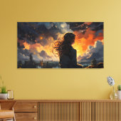 Sterrenhemel op vuur canvas afdruk (Insitu (Woonkamer))