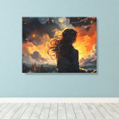 Sterrenhemel op vuur canvas afdruk (Insitu (Houten vloer))