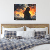 Sterrenhemel op vuur canvas afdruk (Insitu (Slaapkamer))