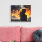 Sterrenhemel op vuur canvas afdruk (Insitu (Woonkamer))