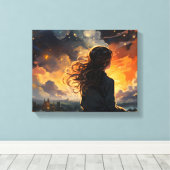 Sterrenhemel op vuur canvas afdruk (Insitu (Houten vloer))