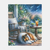Sterrenhemel Tuin Veranda Sheltie Droom Fleece Deken (Voorkant)