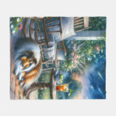 Sterrenhemel Tuin Veranda Sheltie Droom Fleece Deken (Voorkant (Horizontaal))