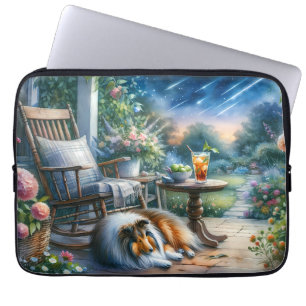 Sterrenhemel Tuin Veranda Sheltie Droom Laptop Sleeve