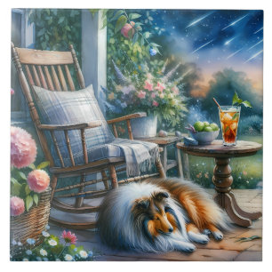 Sterrenhemel Tuin Veranda Sheltie Droom Tegeltje