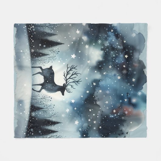 Sterrenherten Nacht Herten Fleece Deken (Voorkant (Horizontaal))