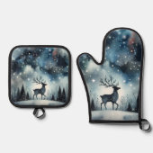 Sterrenherten Nacht Herten Ovenwant & Pannenlap Set (Voorkant)