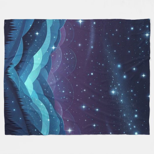 Sterrenheuvels nacht fleece deken (Voorkant (Horizontaal))