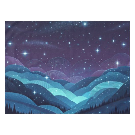 Sterrenheuvels nacht tafelkleed (Voorkant (Horizontaal))