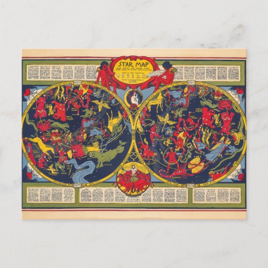  sterrenkaart Constellations Celestial Chart Briefkaart (Voorkant)