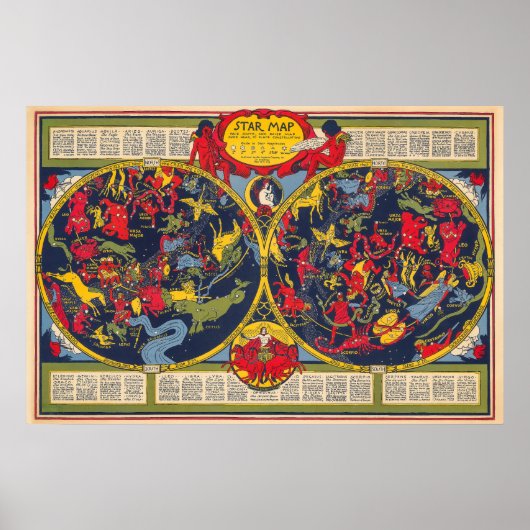 sterrenkaart Constellations Celestial Chart Poster (Voorkant)