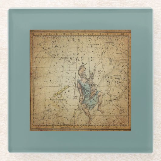  sterrenkaart van Auriga Constellation Glazen Onderzetter (Voorkant)