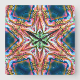 Sterrenkaleidoscoop in ruwe vorm, verbrande zalm t vierkante klok